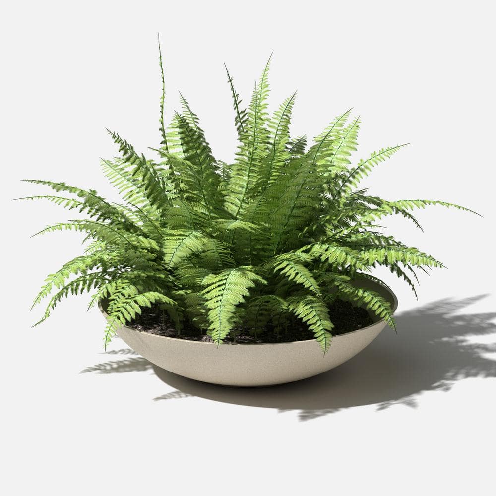 Sandstone 32" Plastic-Stone Round Outdoor Planter
