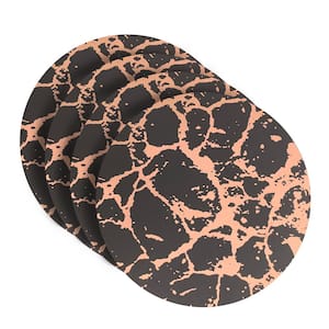 Marble 15 in. x 15 in. Black/Rose Gold Cork Placemat (Set of 4)