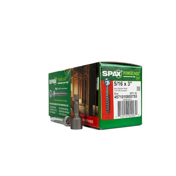 5/16 in. x 3 in. Powerlag Hex Drive Washer Head Zinc Coated Screw (50 Per Box)