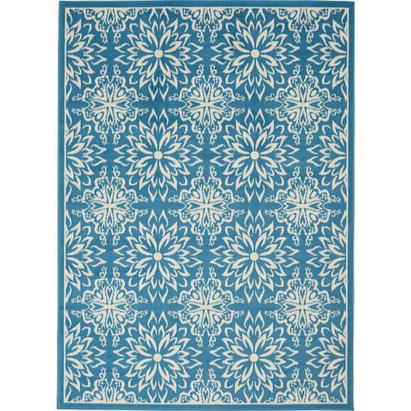 Nourison Jubilant Ivory/Blue 6 ft. x 9 ft. Moroccan Farmhouse Area Rug