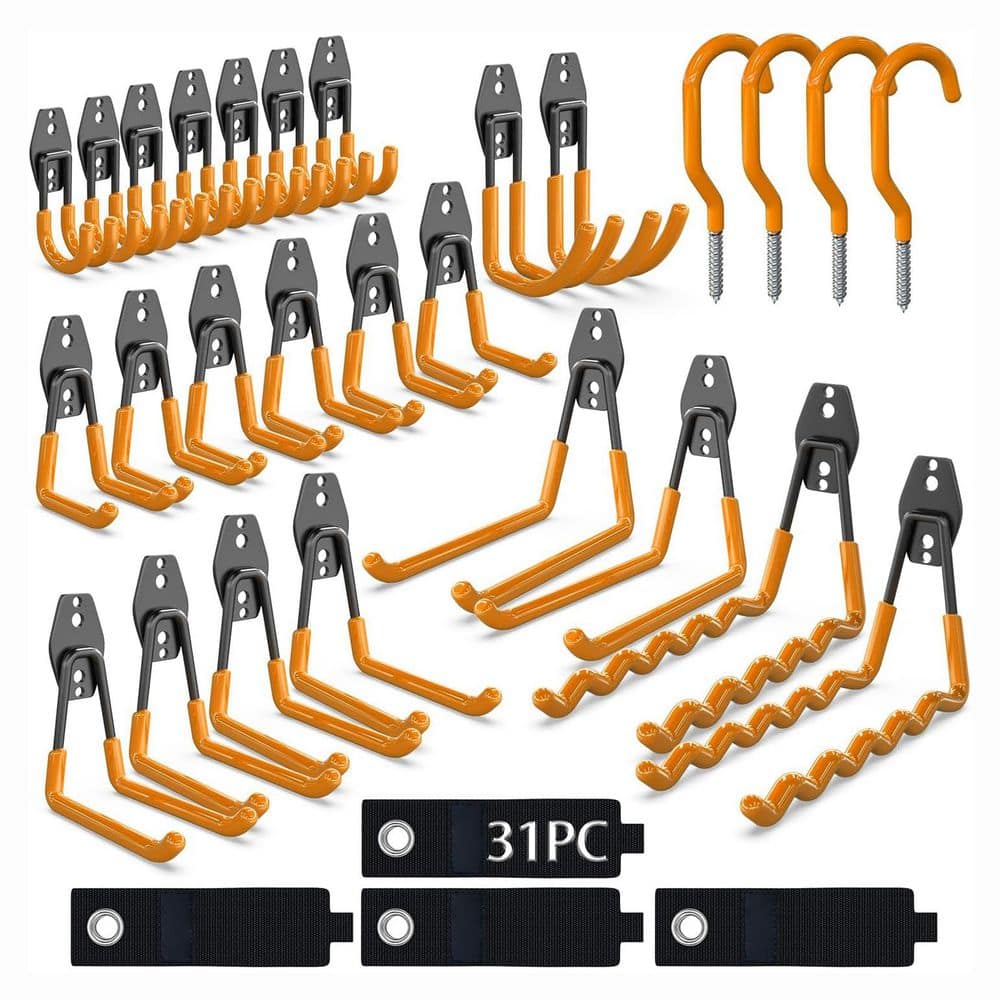 Garage Wall Hooks 31 Pack Orange Steel Heavy Duty Anti-Slip Coating Circular Welded Wall Rack with Mounting Hardware price history on PriceWatchPro