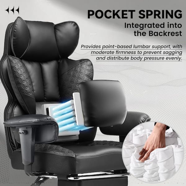 ComHoma Big and Tall Faux Leather Office Chair with Deluxe