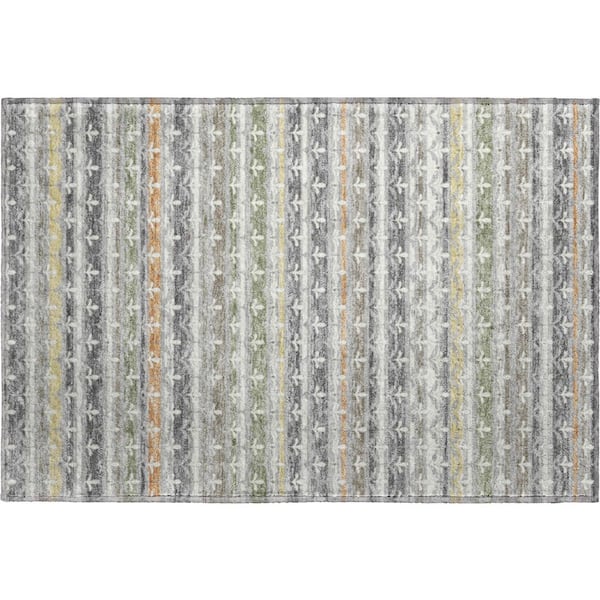 Mayfield Premium Machine Washable Abstract AMF2479 Gray 2 ft. x 3 ft. Accent Rug
