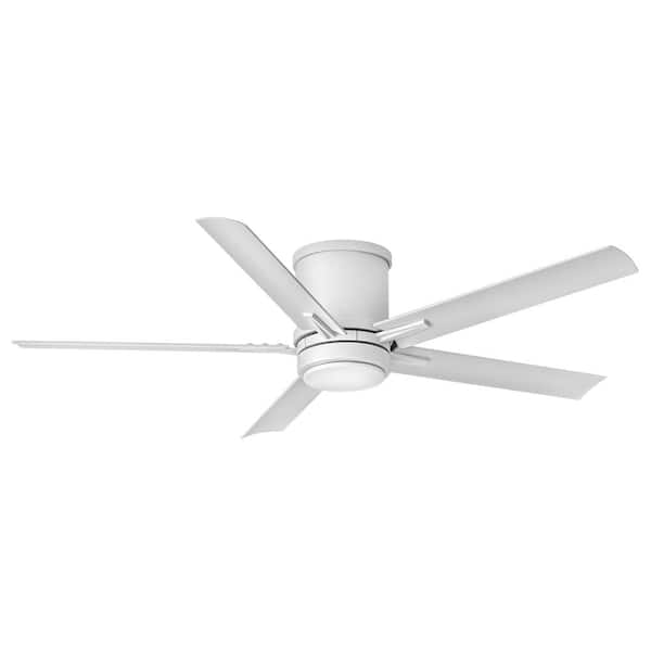HINKLEY Vail Flush 52.0 in. Indoor/Outdoor Integrated LED Matte White Ceiling Fan with Remote Control