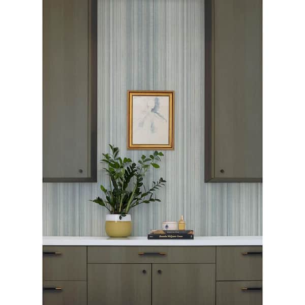Elan Blue Ombre Stripe Wallpaper Sample
