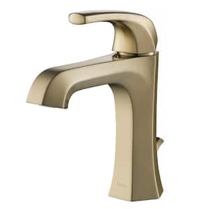 Esta Single Handle Bathroom Faucet with Lift Rod Drain in Brushed Gold