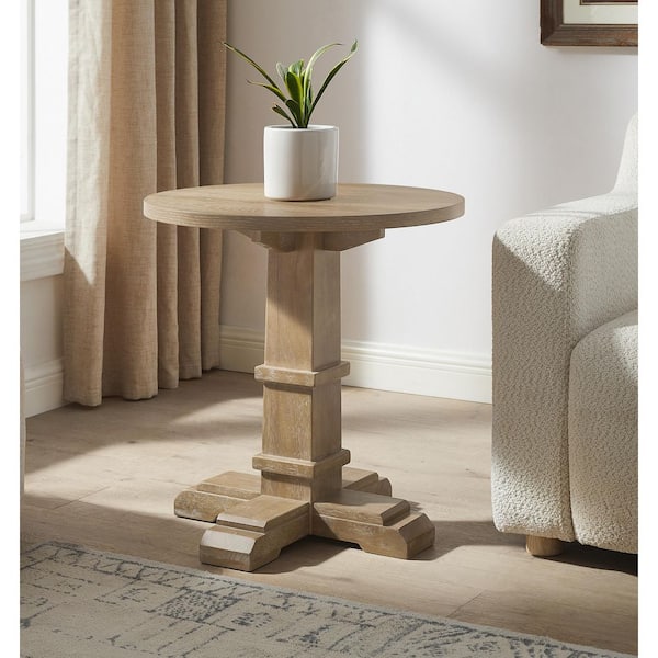 Joanna 23.63 in. Rustic Brown Round MDF End Table