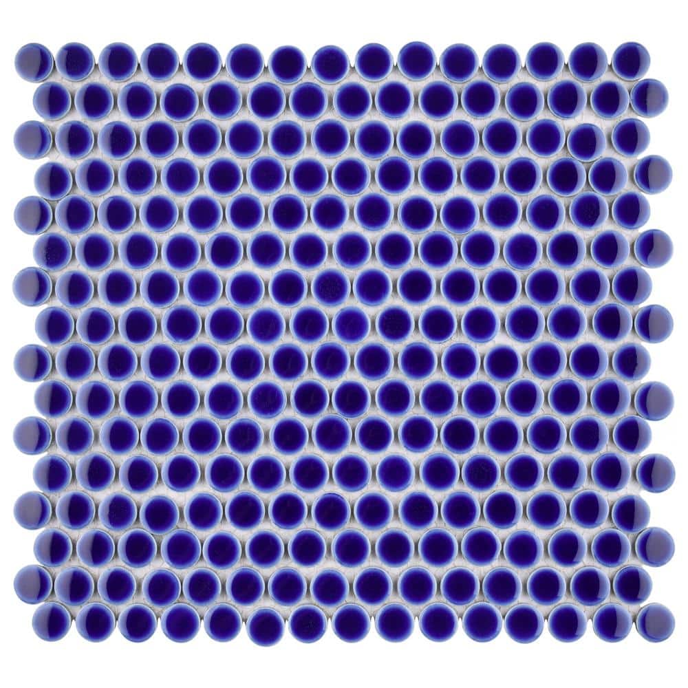 Hudson Penny Round Cobalt Blue 12 in. x 13 in. Porcelain Floor and Wall Mosaic Tile (10.5 sq. ft./Case) price history on PriceWatchPro