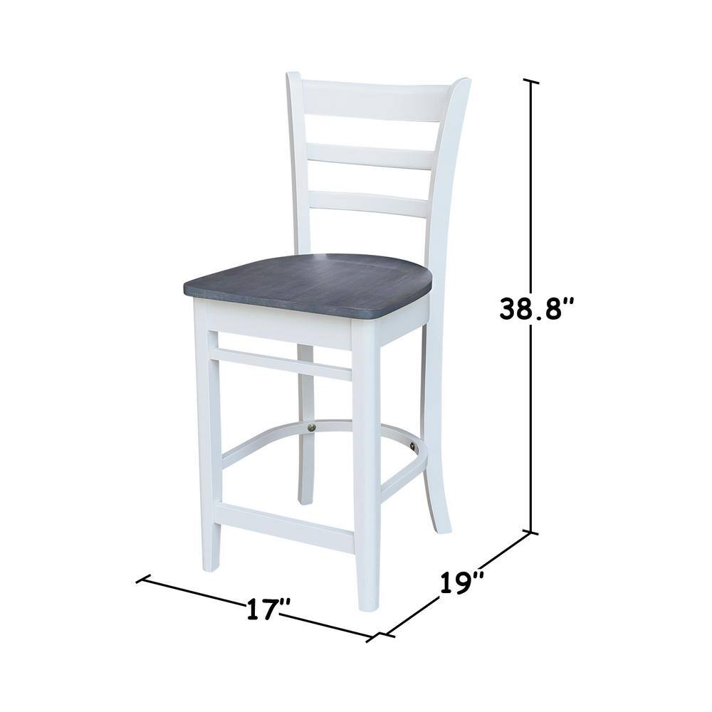 Emily 24" Solid Parawood Counterheight Stool in Hickory/Washed Coal