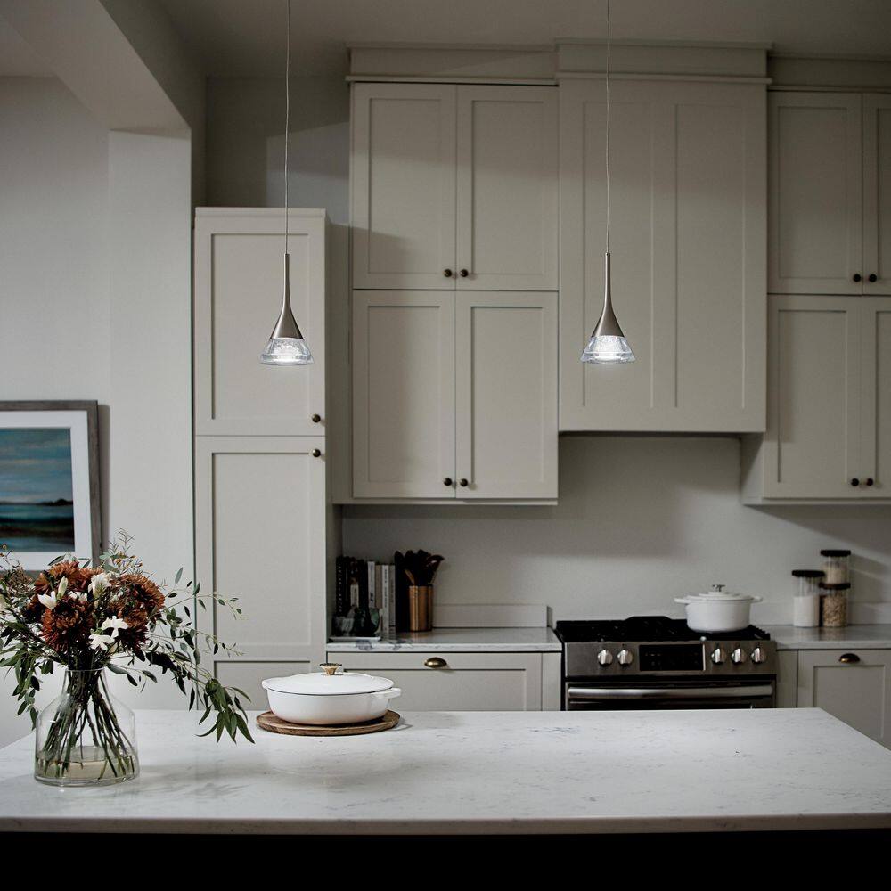 Sleek Brushed Nickel Mini Pendant with LED and Clear Acrylic Shade