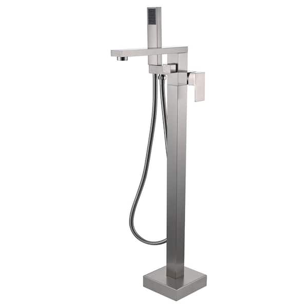 Satico Single-Handle Freestanding Tub Faucet with Hand Shower Head in Brushed Nickel