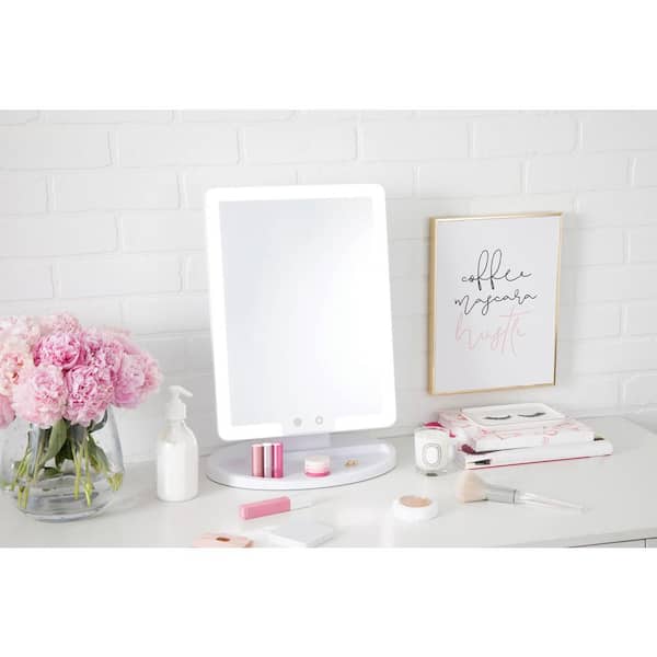 Unbranded 11.8 in. x 17.7 in. Lighted Tabletop Makeup Mirror in White