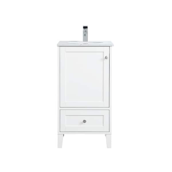 Unbranded Timeless Home 18 in. W x 19 in. D x 34 in. H Single Bathroom Vanity in White with Calacatta Engineered Stone