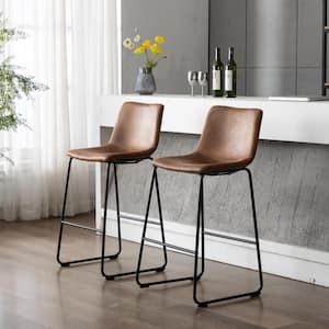 Clermont 39 in. Brown Upholstered Bar Stool (Set of 2)