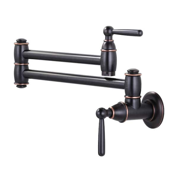 Aleasha Wall Mounted Pot Filler With Double Joint Swing In Oil Rubbed 