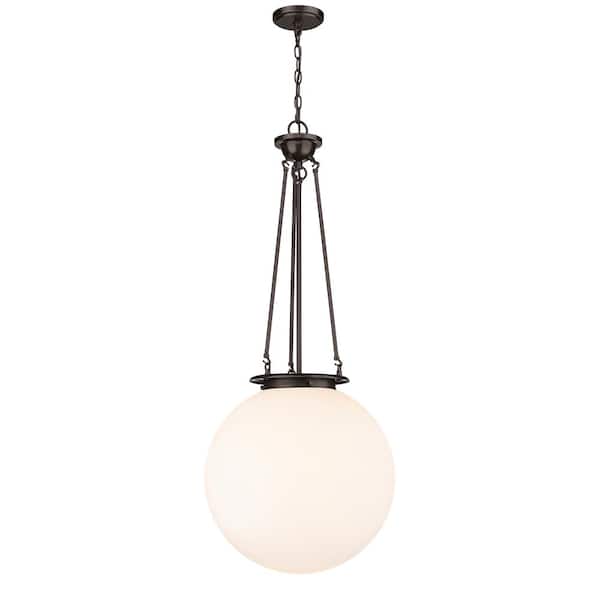 Innovations Beacon 100-Watt 1-Light Oiled Brass Shaded Mini Pendant Light with Painted Glass Shade