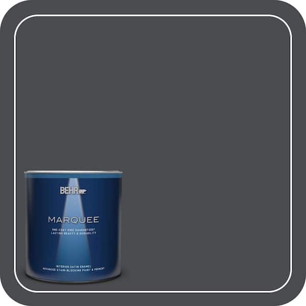BEHR MARQUEE 1 qt. #N500-7 Night Club One-Coat Hide Satin Enamel Interior Paint & Primer
