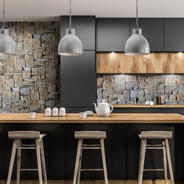 .03ft x .66ft x 1.625ft Gray Washed Rootwood Solid Teakwood Decorative 3D Wall Paneling (9-pack )