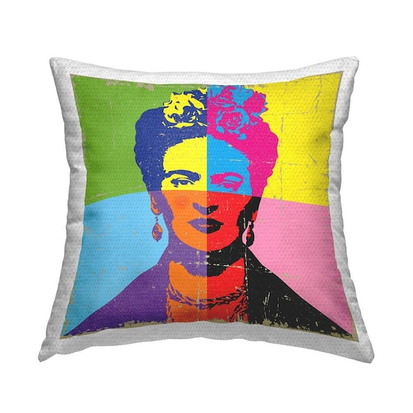 Pop Style Frida Kahlo Multi-Color Square Outdoor Throw Pillow