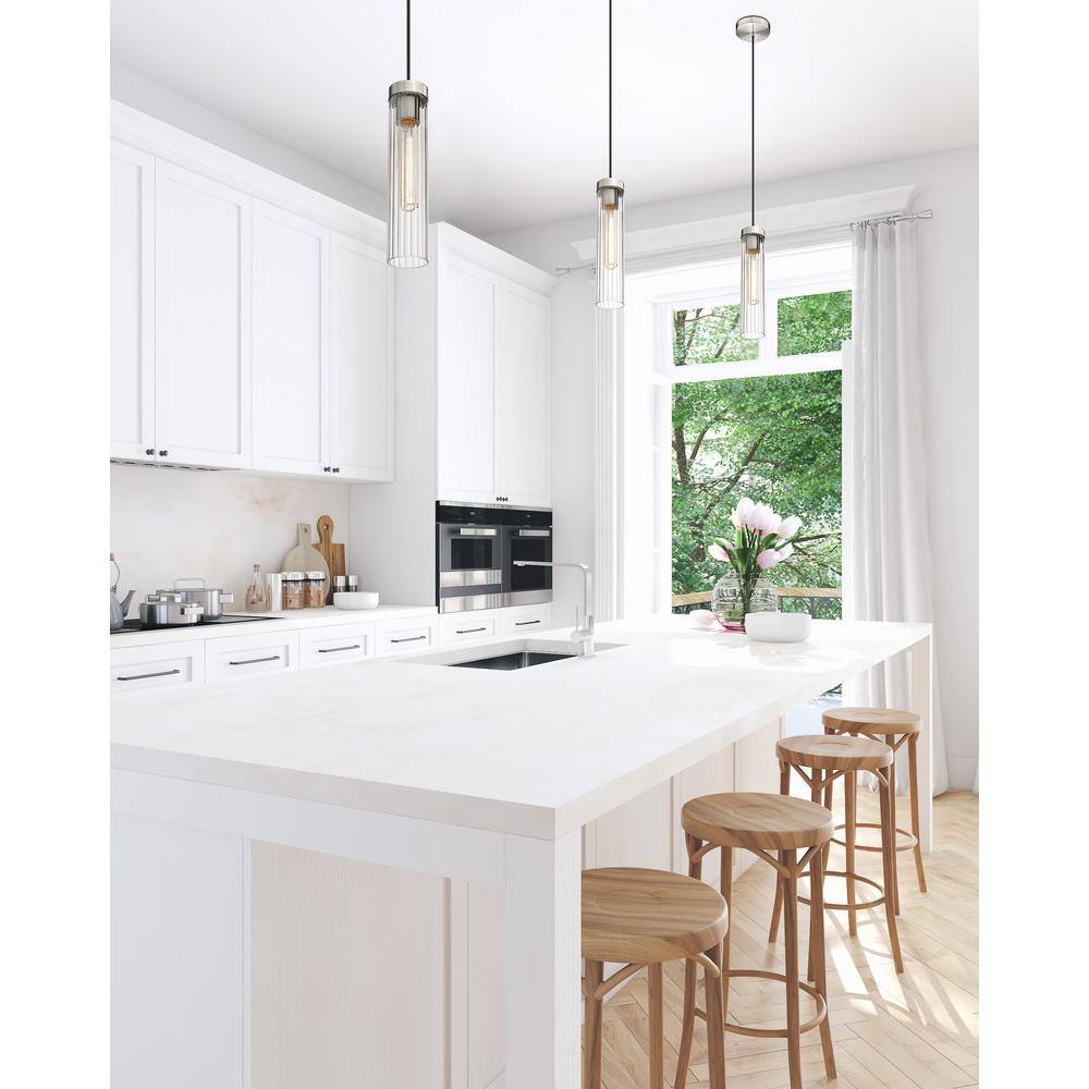 Beau 12.75" Brushed Nickel Glass Pendant Light