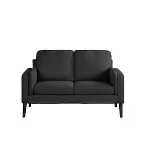 Naik Collection 31.8 in. Black 2-Seater Loveseat with Polyester Upholstered Straight Arms
