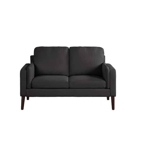 Lifestyle Solutions Naik Collection 55 in. Black Upholstered Polyester 2-Seat Loveseat with Straight Arms