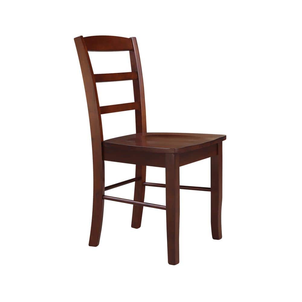 Espresso High Slat Solid Wood Ladderback Side Chair Set