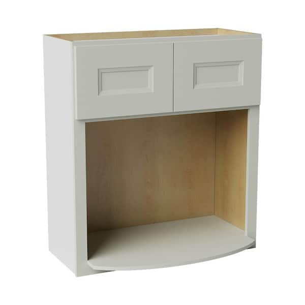27 in. W x 17 in. D x 30 in. H Ready to Assemble Double Shaker Microwave Wall Kitchen Cabinet in Laguna Grey