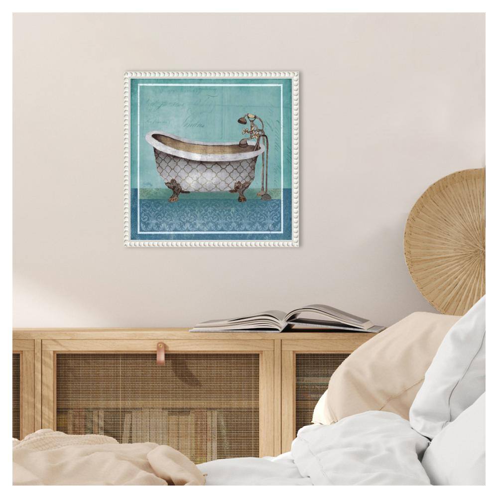 Regal Blue Bathtub Canvas Art with Beaded Frame