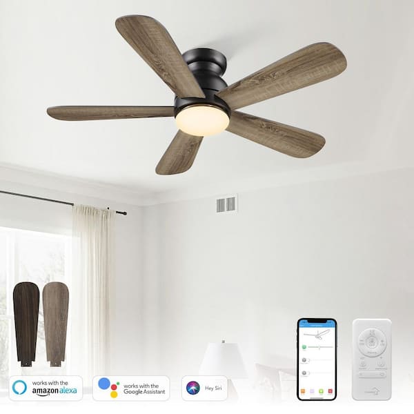 Kaze II 48 in. Dimmable LED Indoor/Outdoor Black Smart Ceiling Fan with Light and Remote, Works with Alexa/Google Home