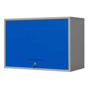 Blue and Grey 31.5 in. W x 21.6 in. H x 15.7 in. D Steel Garage Wall Cabinet with 2 Shelves Tool Cabinet for Basement