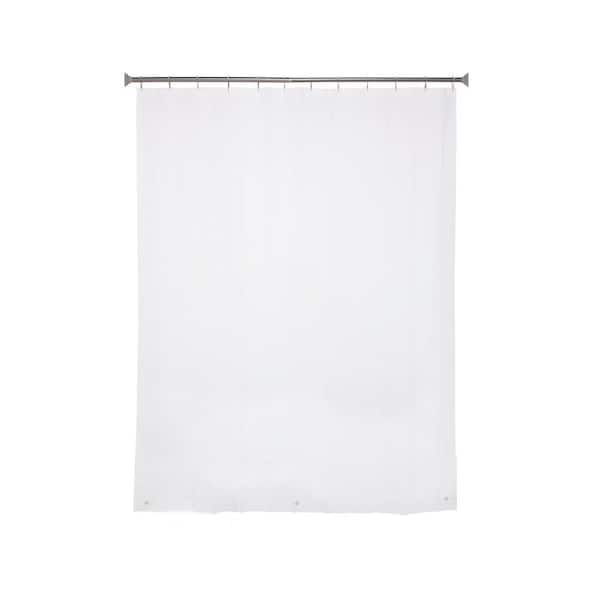 Kenney 70 in. W x 72 in. H Medium Weight PEVA Shower Curtain Liner and Beaded Roller Ring Set in White