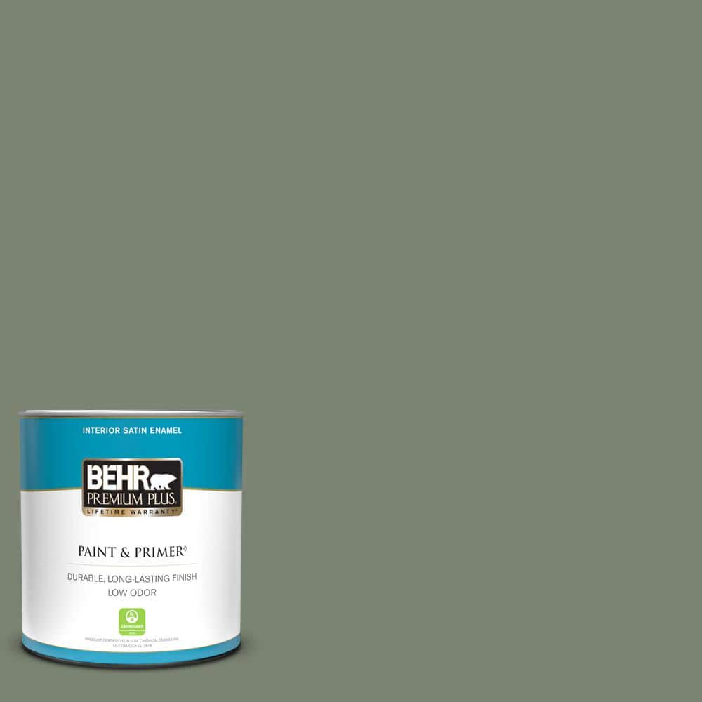 1 gal. #ICC-77 Sage Green Extra Durable Semi-Gloss Enamel Interior Paint &  Primer
