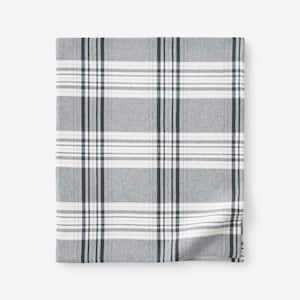 Company Cotton Classic Plaid Navy Gray Cotton King/Cal King Flat Sheet