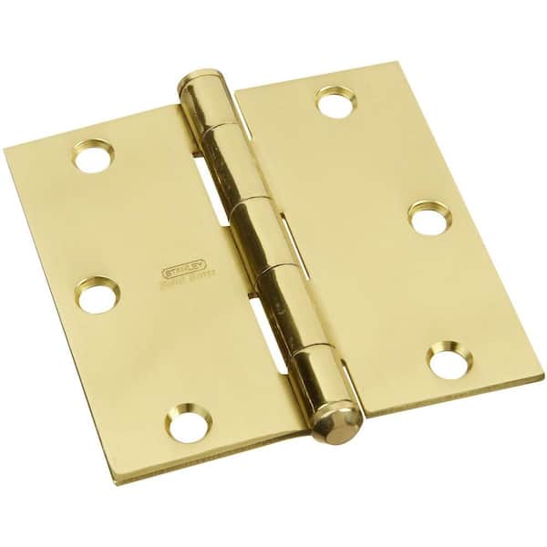 Stanley-National Hardware 3-1/2 in. x 3-1/2 in. Solid Brass Square Corner Residential Hinge