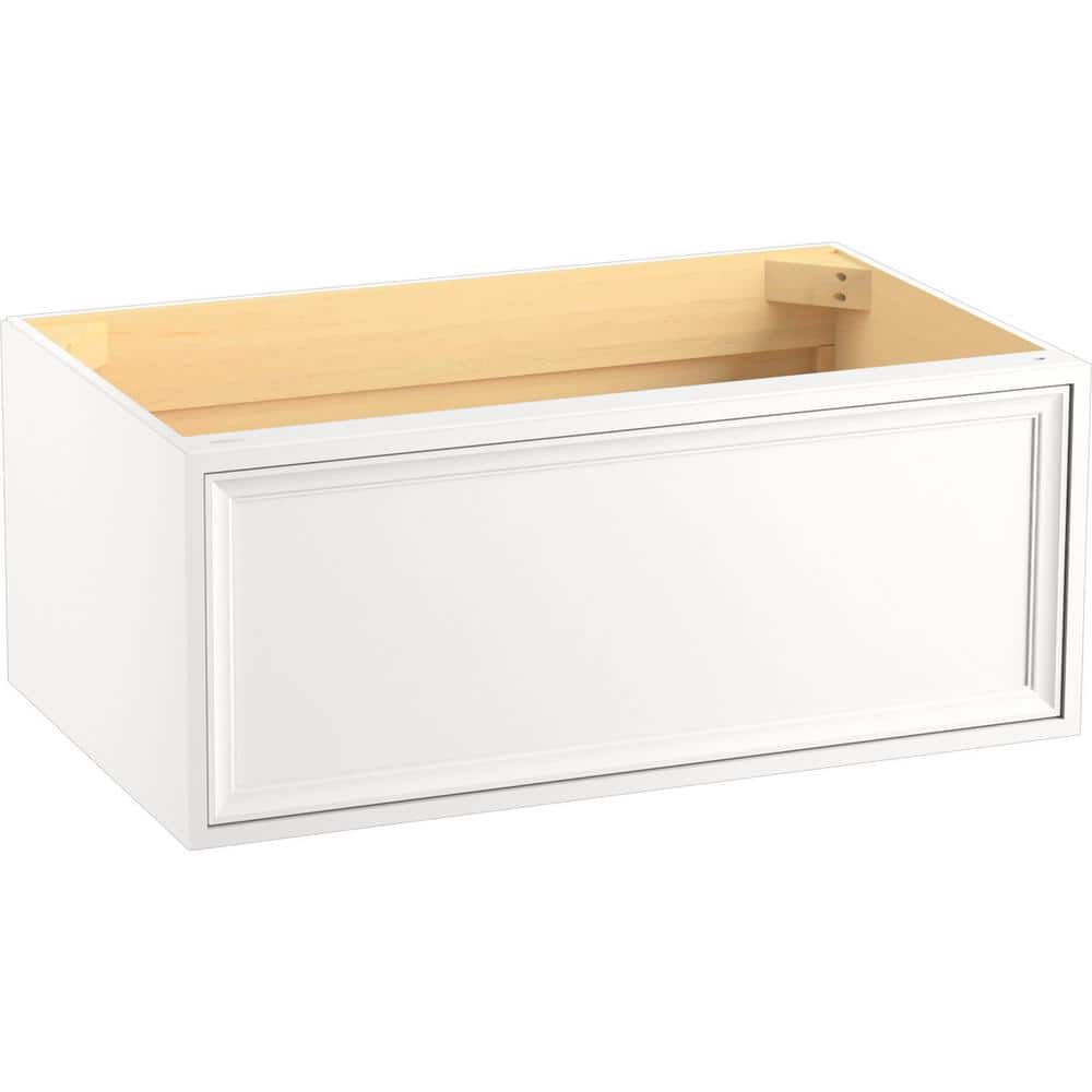 Linen White Solid Wood Floating Bathroom Vanity with Single Drawer