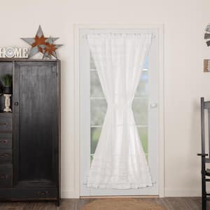White Ruffled Sheer Petticoat 40 in. W x 72 in. L Light Filtering Rod Pocket French Door Window Panel