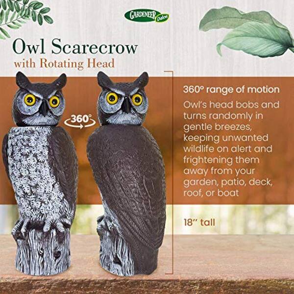 Garden Yard Owl Scarer Birds Deterrent Hunting Decoy Decor Eyes Glowi 