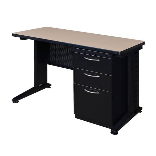 Regency Pendulum 48 in. W x 24 in. D Beige Single Pedestal Desk