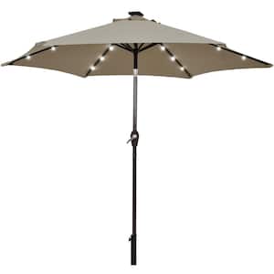 9 ft. Table Market Yard Outdoor Patio Umbrella with Solar LED Lights in Tan