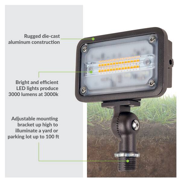 Pinnacle Taurus Low Voltage LED Landscape Light – Outdoor Flood / Wall Wash, 12V, Bronze Finish, 400 Lumens