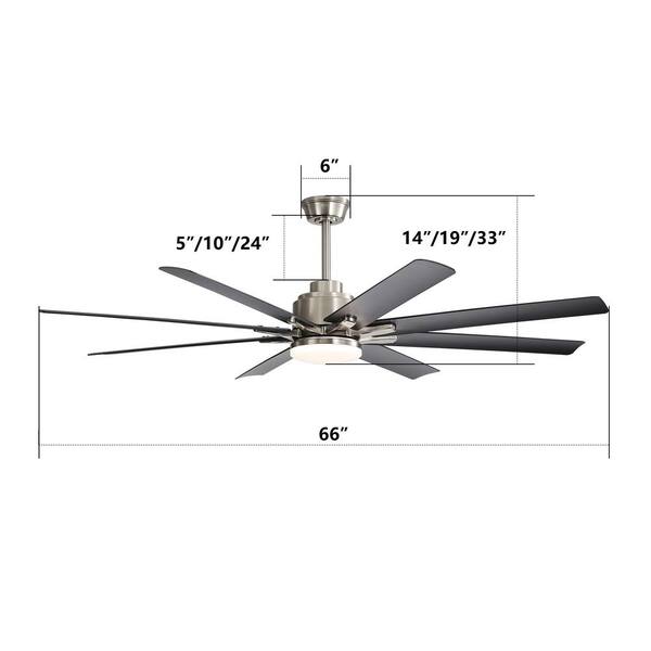 bessten Brisket 66 in. Indoor Gold color Ceiling Fan with Hanging Control and Dimmable LED Light