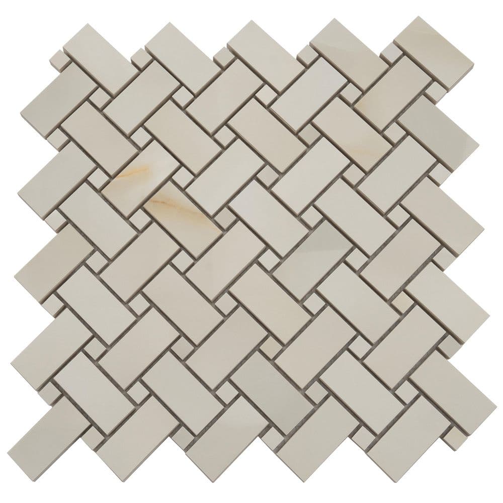 Splendor 4 in. x 4 in. Lappato Perla Porcelain Onyx Basketweave Mosaic Floor and Wall Tile Sample (0.14 sq ft) price history on PriceWatchPro