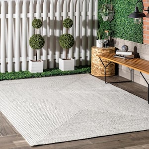 Lefebvre Casual Braided Ivory 6 ft. x 9 ft. Oval Indoor/Outdoor Patio Area Rug