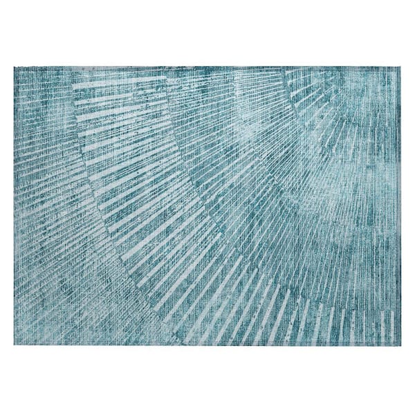 Chantille ACN542 Teal 1 ft. 8 in. x 2 ft. 6 in. Machine Washable Indoor/Outdoor Geometric Area Rug