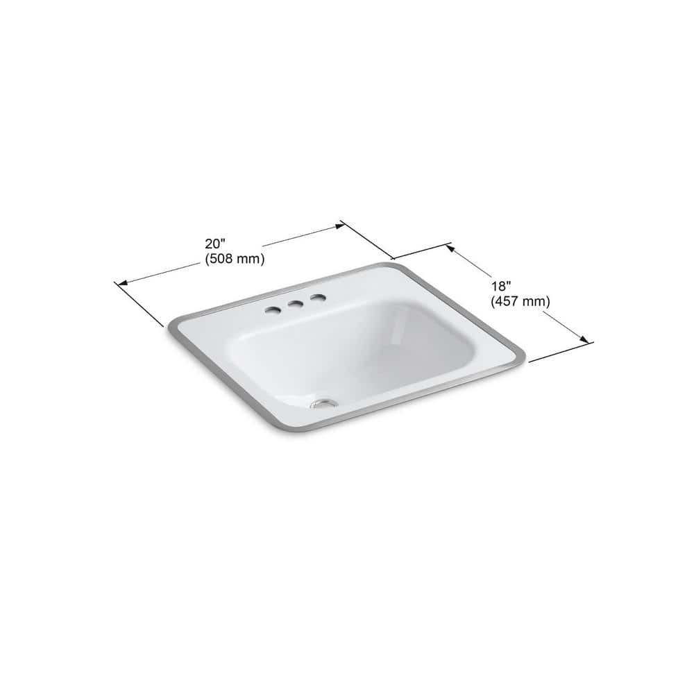 Tahoe White Cast Iron Rectangular Drop-In Bathroom Sink