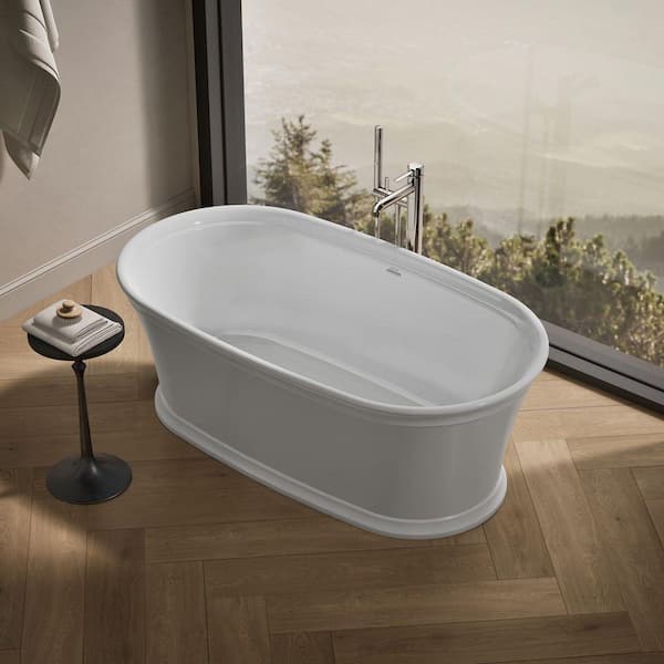 KOHLER Memoirs 66 in. Resin Freestanding Flatbottom Bathtub in