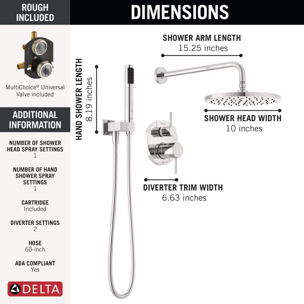 Chrome Multi-Head Rain Shower System with Handheld Spray