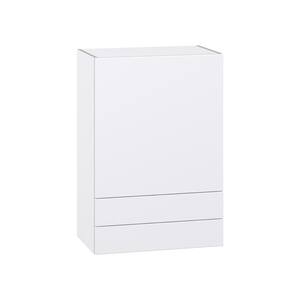 Fairhope Bright White Slab Assembled Wall Kitchen Cabinet with 2 Drawers (24 in. W x 35 in. H x 14 in. D)