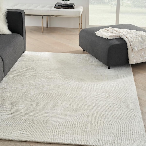 Ma30 Star Ivory 5 ft. x 7 ft. Textured Contemporary Area Rug